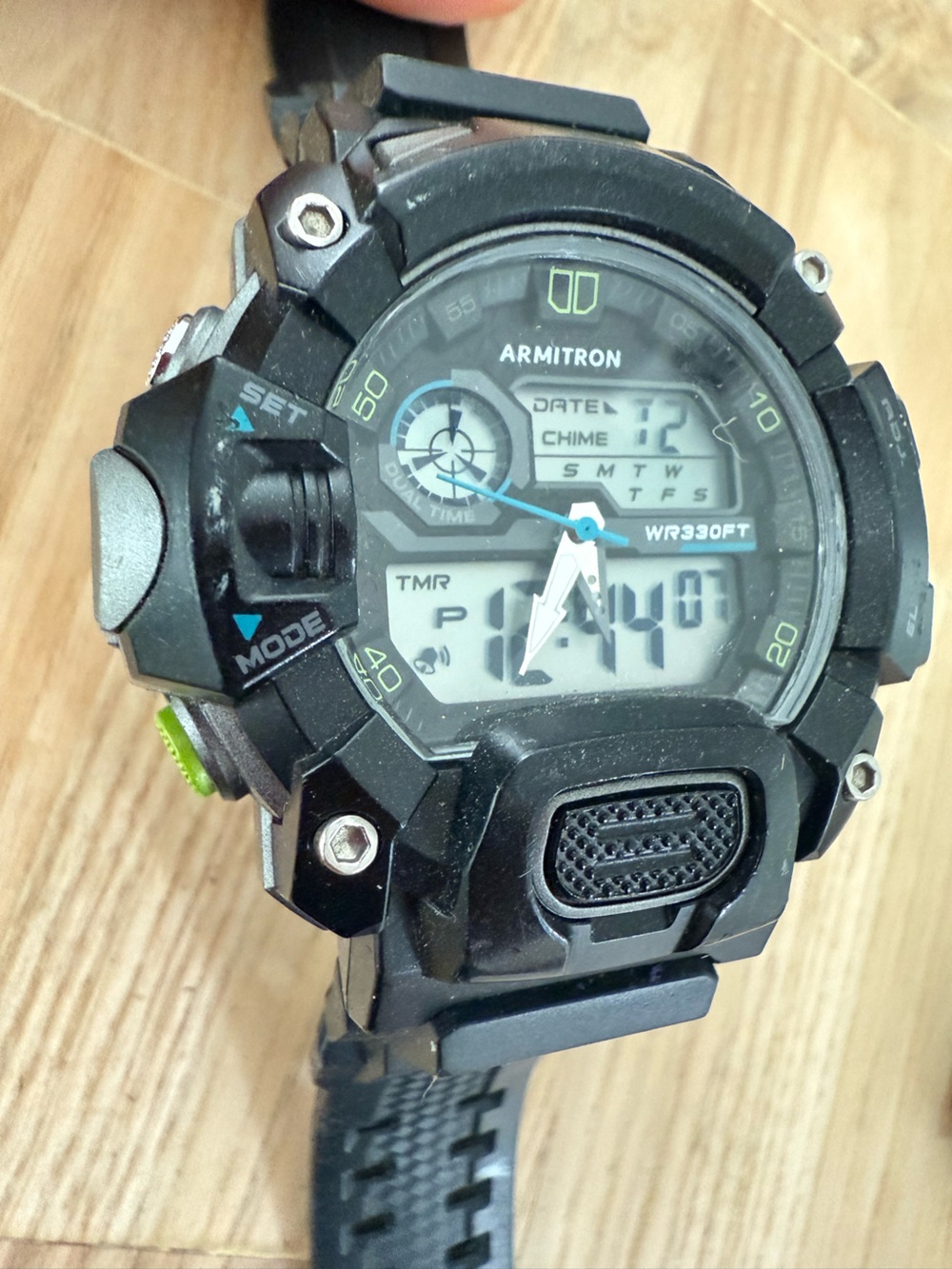 Armitron mens black digital sport watch NEW BATTERY